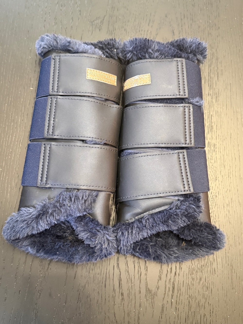 Equestrian Stockholm Lagoon Blush Faux Fur Brushing Boots Like New, Size Large - Picture 4 of 5